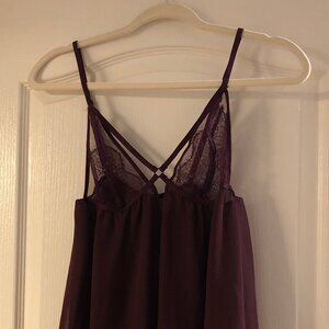 Victoria's Secret Maroon/Burgundy Babydoll Lingerie Top Large